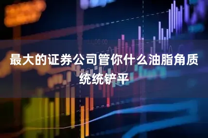 最大的证券公司管你什么油脂角质统统铲平